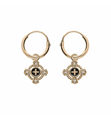 CRÉOLES PLAQUÉ OR ARTICULÉE PAMPILLE CROIX OXYDES BLANCS SERTIS CRÉOLES PLAQUÉ OR ARTICULÉE PAMPILLE CROIX OXYDES BLANCS SERTIS