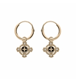 CRÉOLES PLAQUÉ OR ARTICULÉE PAMPILLE CROIX OXYDES BLANCS SERTIS 