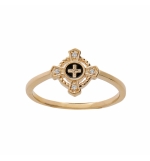 BAGUE PLAQUÉ OR CROIX OXYDES BLANCS SERTIS