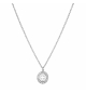 COLLIER ARGENT RHODIÉ PENDENTIF OVALE CROIX CONTOUR OXYDES BLANCS SERTIS 40+5CM