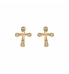BOUCLES D'OREILLES TIGE PLAQUÉ OR 0.6 X 0.80MM OXYDES BLANCS SERTIS 