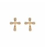 BOUCLES D'OREILLES TIGE PLAQUÉ OR 0.6 X 0.80MM OXYDES BLANCS SERTIS 