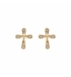 BOUCLES D'OREILLES TIGE PLAQUÉ OR 0.6 X 0.80MM OXYDES BLANCS SERTIS 
