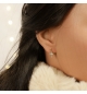 BOUCLES D'OREILLES TIGE PLAQUÉ OR 1 INFINI ET 1 CROIX OXYDES BLANCS SERTIS 