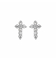 BOUCLES D'OREILLES TIGE ARGENT RHODIÉ PUCES CROIX OXYDES BLANCS SERTIS