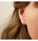BOUCLES D'OREILLES TIGE ARGENT RHODIÉ PUCES CROIX OXYDES BLANCS SERTIS