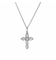 COLLIER ARGENT RHODIÉ PENDENTIF CROIX OXYDES BLANCS 38+5CM