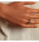 BAGUE ARGENT RHODIÉ COEUR AVEC CROIX OXYDES BLANCS SERTIS 9 X 10MM