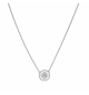 COLLIER ARGENT RHODIÉ PASTILLE RÉSINE BLANCHE CROIX OXYDES BLANCS SERTIS 38+4CM 