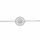 BRACELET ARGENT RHODIÉ PASTILLE RÉSINE BLANCHE CROIX OXYDES BLANCS SERTIS 16+2CM