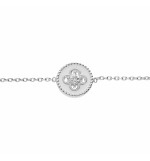 BRACELET ARGENT RHODIÉ PASTILLE RÉSINE BLANCHE CROIX OXYDES BLANCS SERTIS 16+2CM