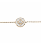 BRACELET PLAQUÉ OR PASTILLE RÉSINE BLANCHE CROIX OXYDES BLANCS SERTIS 16+2CM 