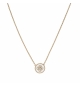 COLLIER PLAQUÉ OR PASTILLE RÉSINE BLANCHE CROIX OXYDES BLANCS SERTIS 38+4CM 