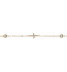 BRACELET ARGENT DORÉ 2 OXYDES BLANCS SERTIS CLOS AVEC CROIX OXYDES BLANCS SERTIS