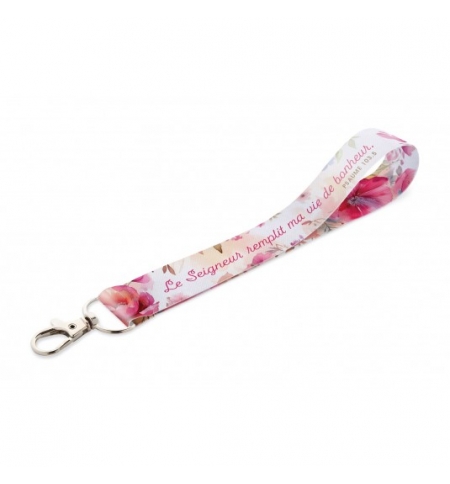 Porte-clé ruban "Le Seigneur remplit ma vie de bonheur" Porte-clé ruban "Le Seigneur remplit ma vie de bonheur"