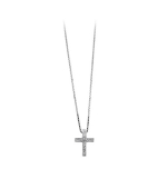 COLLIER ARGENT RHODIÉ PENDENTIF PETITE CROIX dim 14 x 10 mm PIERRES BLANCHES 42+