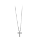 COLLIER ARGENT RHODIÉ PENDENTIF PETITE CROIX dim 14 x 10 mm PIERRES BLANCHES 42+