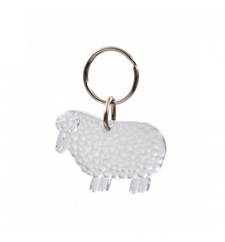 Porte-clé "mouton" blanc transparent