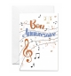 Carte Anniversaire Notes de musique cuivrées avec tirettes dorés