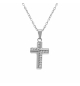 COLLIER ACIER PENDENTIF CROIX 15 X 10MM OXYDES BLANCS SERTIS 42+5CM