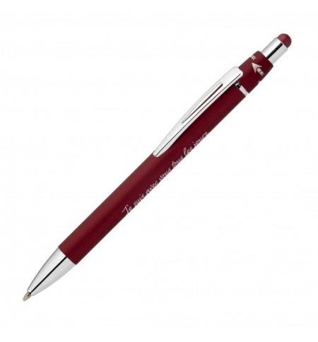 Stylo en métal aluminium avec fonction rotative et stylet rouge Stylo en métal aluminium avec fonction rotative et stylet rouge