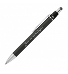 Stylo en métal aluminium avec fonction rotative et stylet noir