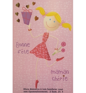 Carte "Bonne fête Maman chérie" avec verset et enveloppe