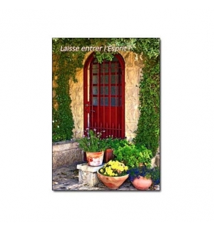 Carte Citation Porte ouverte, pots de fleurs