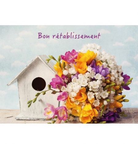 Carte Avec Message Bouquet, nichoir (Bon rétablissement) Carte Avec Message Bouquet, nichoir (Bon rétablissement)
