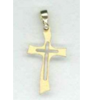 Pendentif croix/croix découpé 29 x 14 cm en plaiton plaqué