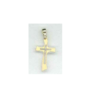 Pendentif croix/croix découpé 29 x 14 cm en plaiton plaqué