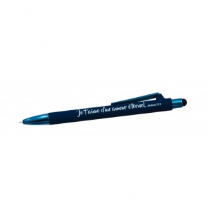 Stylo à bille avec stylet tactile bleu