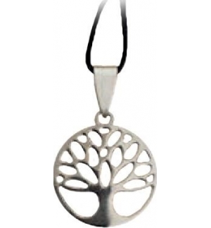  Pendentif Arbre de Vie Inox sur lacet caoutchouc 