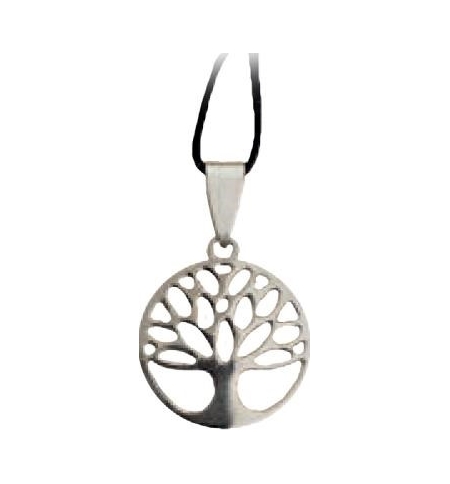 Pendentif Arbre de Vie Inox sur lacet caoutchouc Pendentif Arbre de Vie Inox sur lacet caoutchouc
