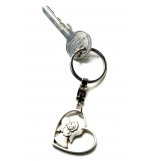Porte-clef inox Ange/coeur (60x40mm)
