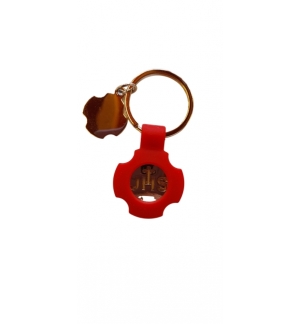 Porte clés Croix/JHS Rouge