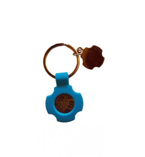 Porte clés Croix/JHS Bleu