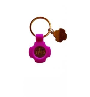 Porte-clés Croix/JHS Violet