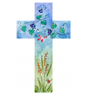  Croix en bois - Papillon/Raisins/Coccinelle 