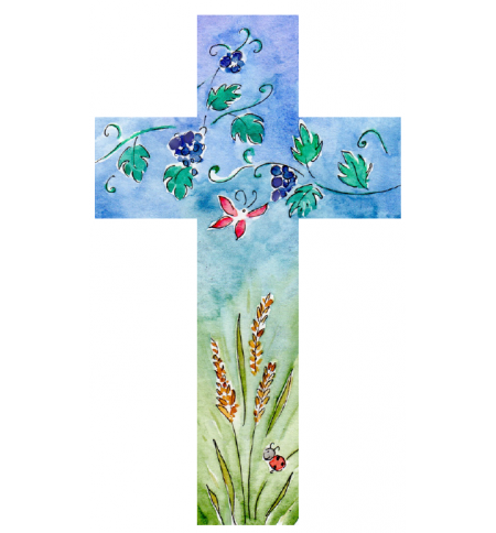  Croix en bois - Papillon/Raisins/Coccinelle 