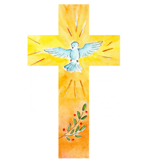 Croix en bois - Colombe/Palmier 