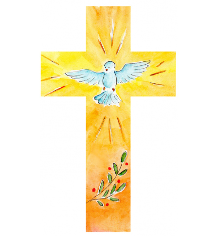 Croix en bois - Colombe/Palmier 