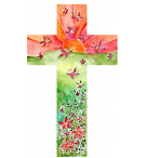 Croix en bois - Papillons rouge 