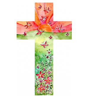 Croix en bois - Papillons rouge 