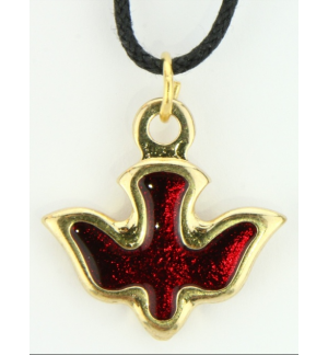 Colombe Rouge, doré avec émaille / Cordon 