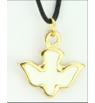 Colombe Blanche, doré avec émaille / Cordon 