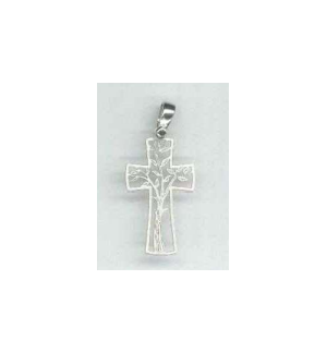 Croix/arbre de vie découpé - argenté 925‰ (14x23mm)
