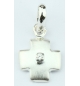 Croix lisse/pierre blanche - Argent 925‰ rhodié (9x9mm)