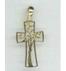 Croix/arbre de vie découpé - aiton Plaqué Or 3μm (14x23mm)