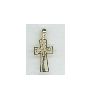 Croix/arbre de vie découpé - aiton Plaqué Or 3μm (14x23mm)